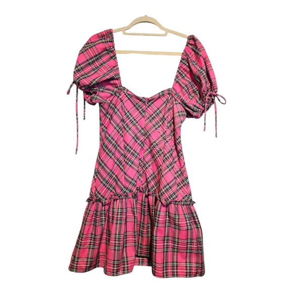 AMANDA UPRICHARD Pink Plaid Mini Dress M - Picture 2 of 7